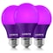 Luxrite A19 LED Light Bulbs 8W (60W Equivalent) Purple Colored Bulbs Non-Dimmable E26 Base 3-Pack LR21494-3PK - alternate 1